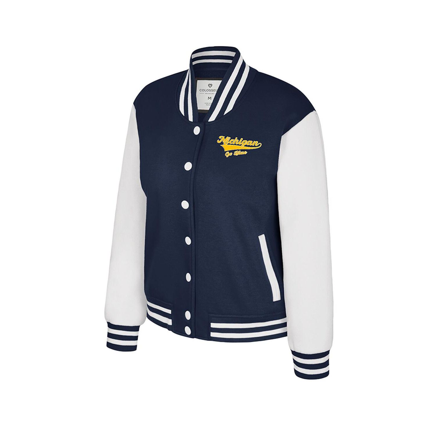 Women's Navy Michigan Wolverines French Baguette Full Snap Fleece Jacket