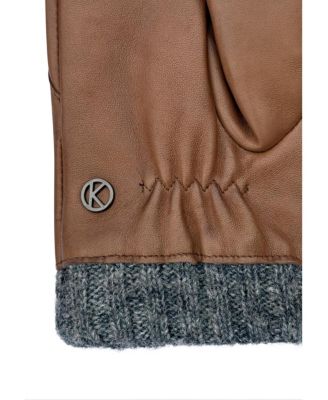 Men's Leather gloves "RASMUS" with knitted cuff and touch function