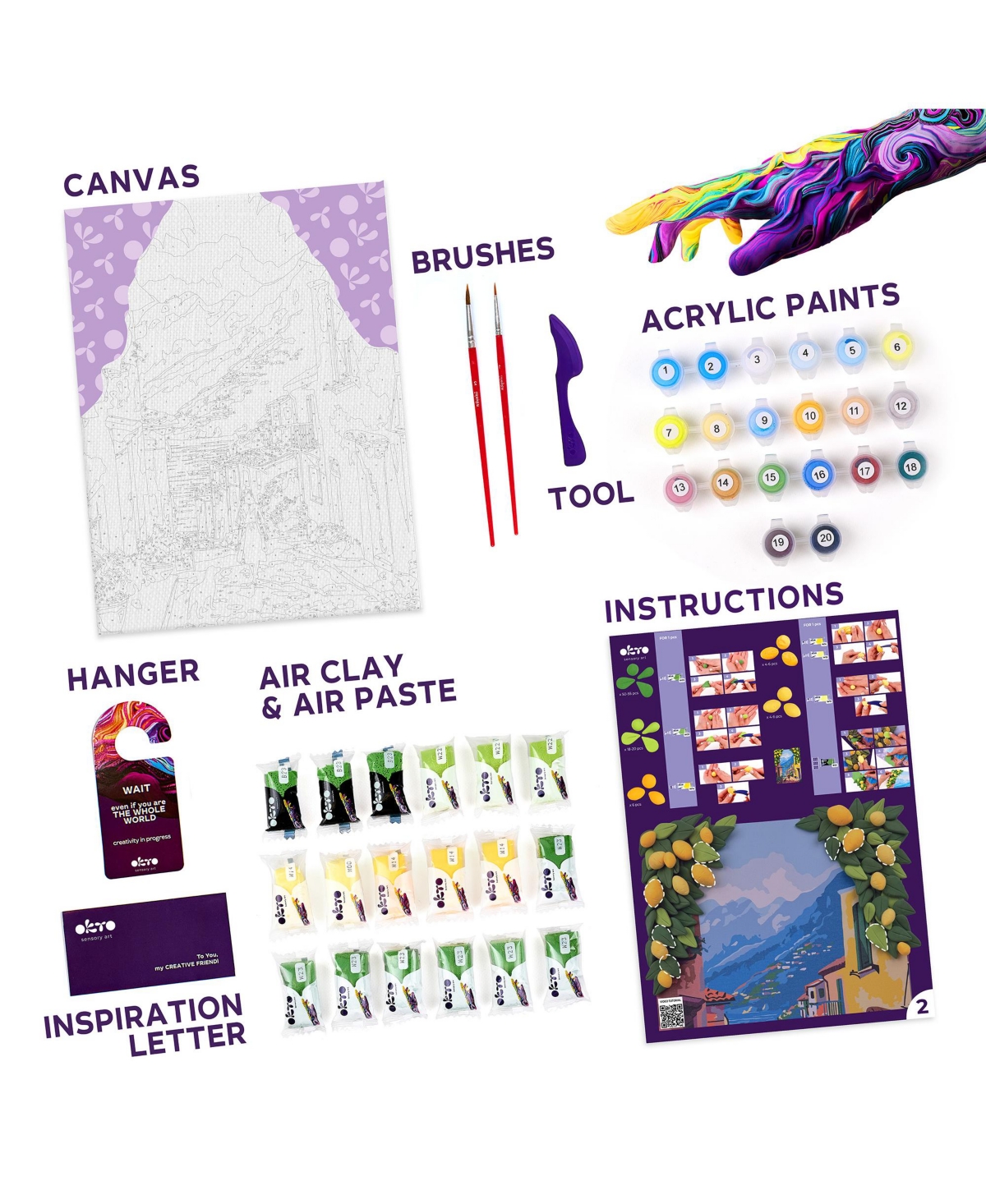 Wise Elk Okto Air-Dry Clay 3D Painting Kit – Kit Lemon Weekend (11.8 x 15.7 in)