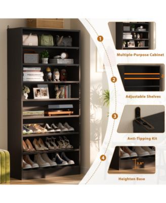 9-Tier Wood Shoe Storage Cabinet (Holds 40-45 Pairs)