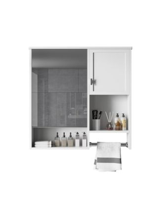 29'' x 28'' Wall Mounted Bathroom Medicine Cabinet with Mirror & Towel Bar