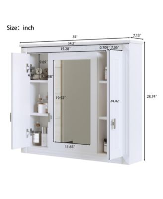 Wall-Mounted Bathroom Cabinet with Mirror and 4 Adjustable Shelves, Bathroom Storage Solution