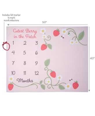 Strawberry Patch Milestone Photo Opportunity Fleece Baby Blanket
