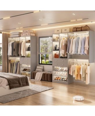 Closet System with Wooden Drawers and Two Hanging Rods