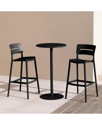 3-Piece Outdoor Adjustable Round Bar Height Patio Table Dining Set