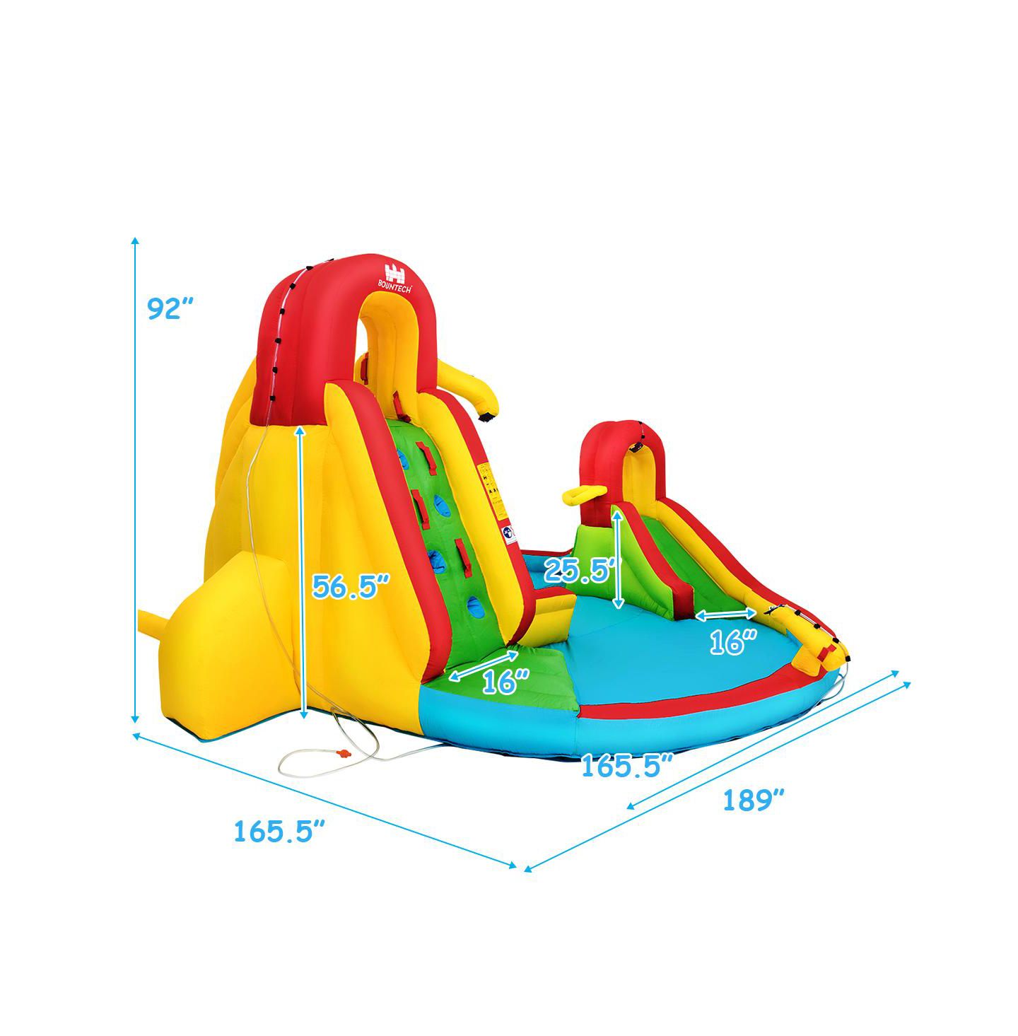 Детские игрушки Costway Inflatable Water Slide Park with Dual Slides and Climbing Walls, 189"L x 165.5"W x 92"H, Ages 3-10, цвет: Красный — фото 2