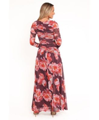 Women's Calypso Long Sleeve Maxi Dress - Burgundy Peony