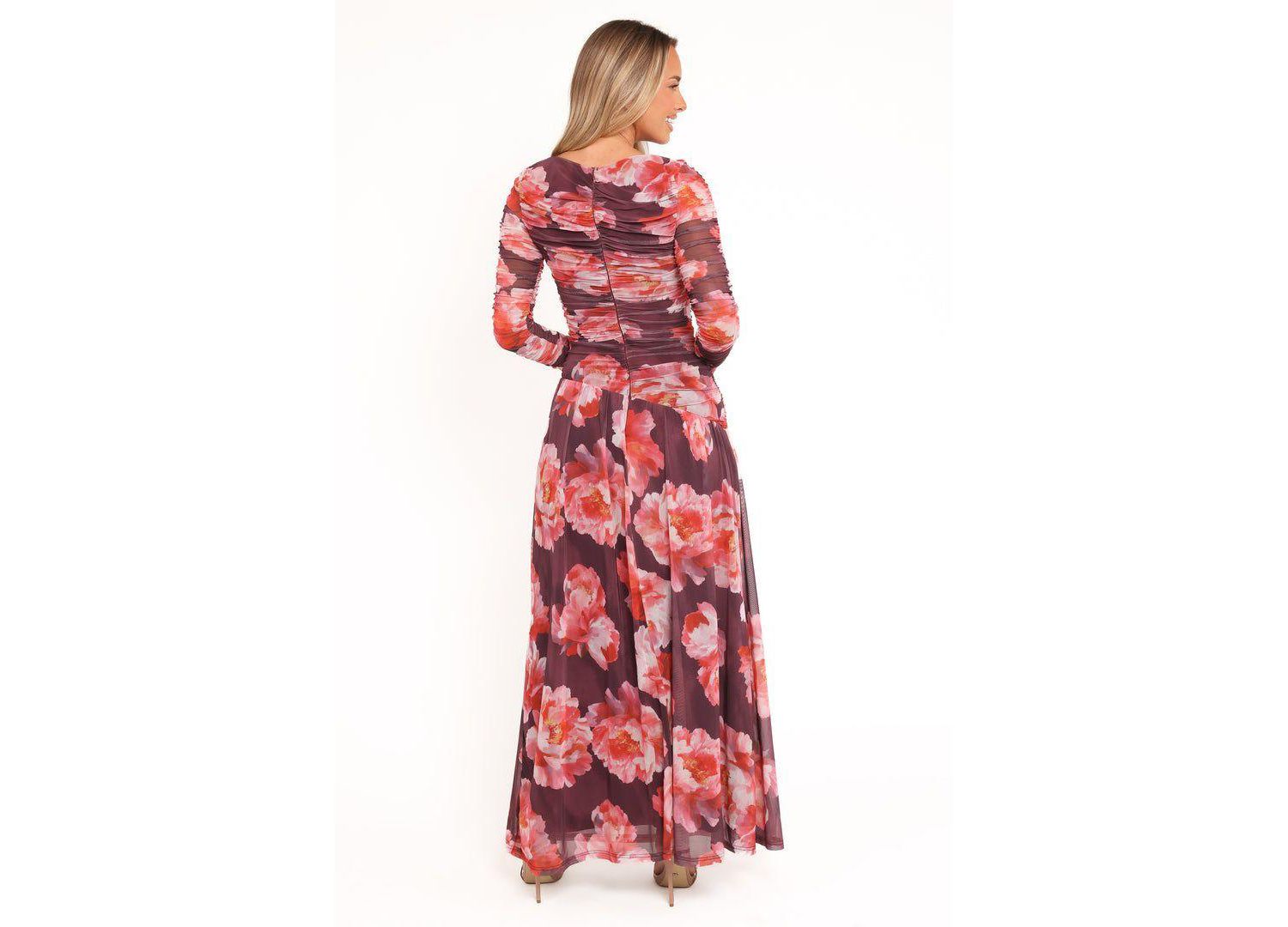 Women's Calypso Long Sleeve Maxi Dress - Burgundy Peony