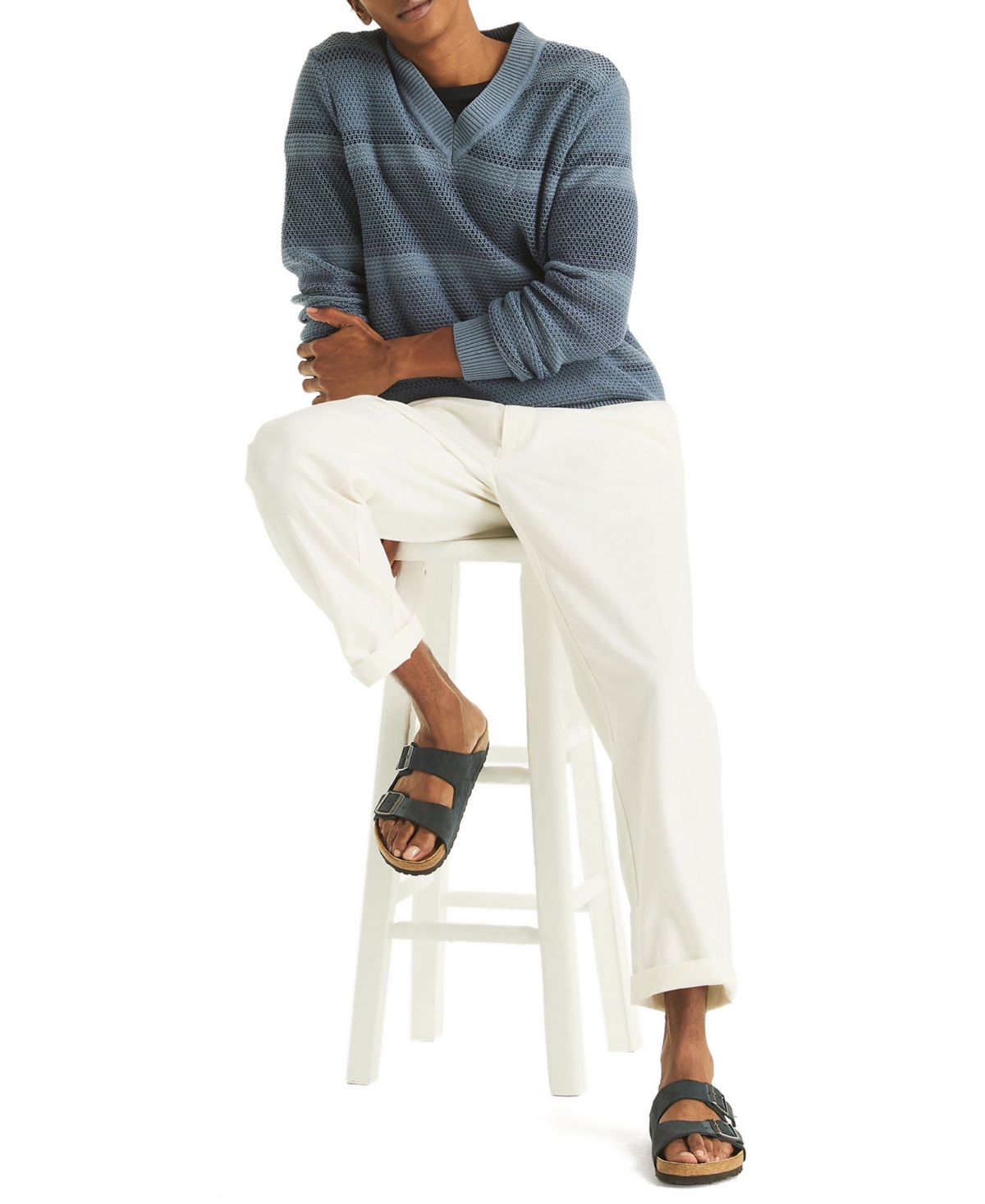 Nautica Men's Striped Long Sleeve Sweater In Blue