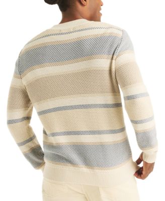 Men's Striped Long-Sleeve V-Neck Sweater