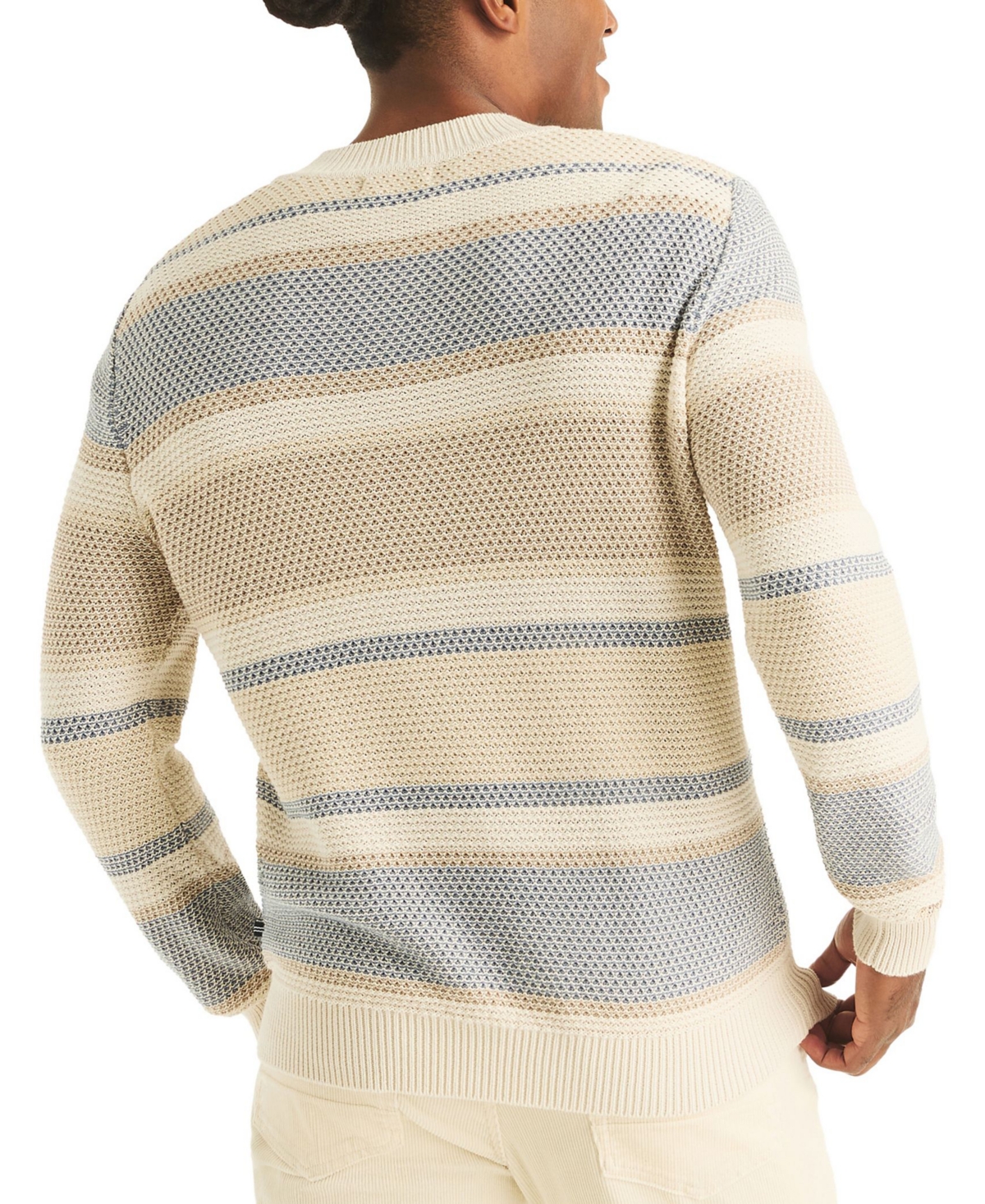 Nautica Men's Striped Long Sleeve Sweater In Brown