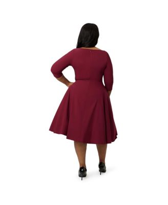 Plus Size Pleated Bust Swing Dress