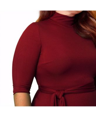 Plus Size 1950s Turtleneck Midi Dress