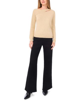 Women's Metallic Asymmetric Cutout Sweater