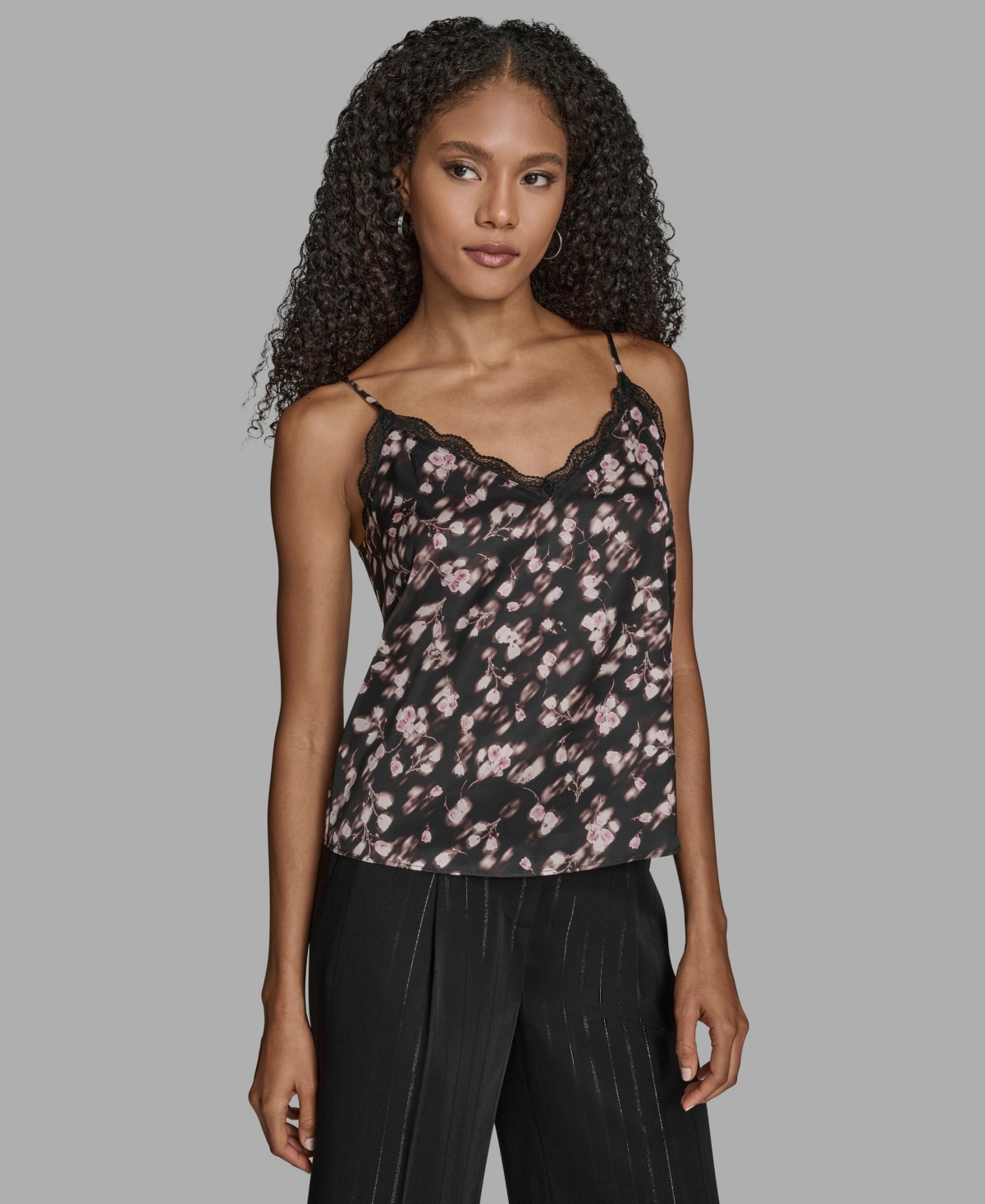 Bcbg Women's Floral Print V-neck Camisole Top In Black
