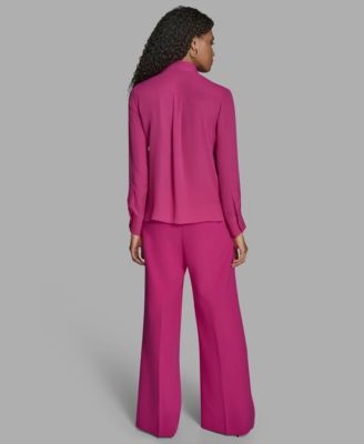 Women's Long Sleeve Tie Neck Blouse