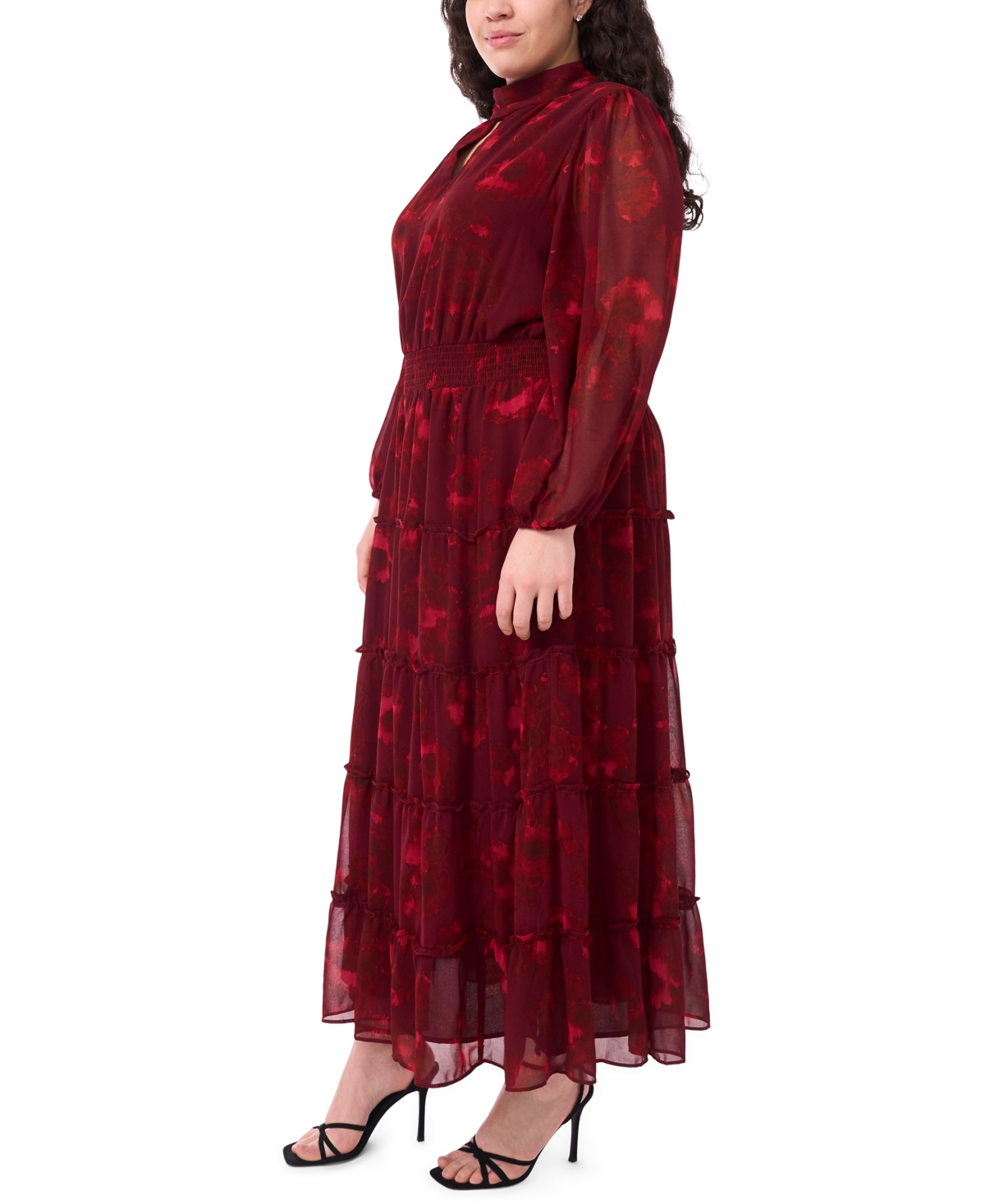 Msk Plus Size Printed Maxi Dress In Red