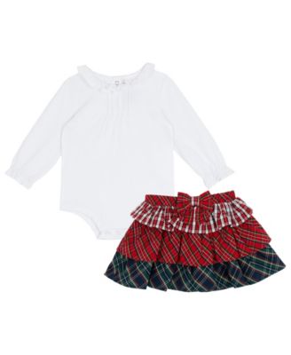 Baby Girls' Mixed Plaid Skirt and Bodysuit, 2-Piece Set