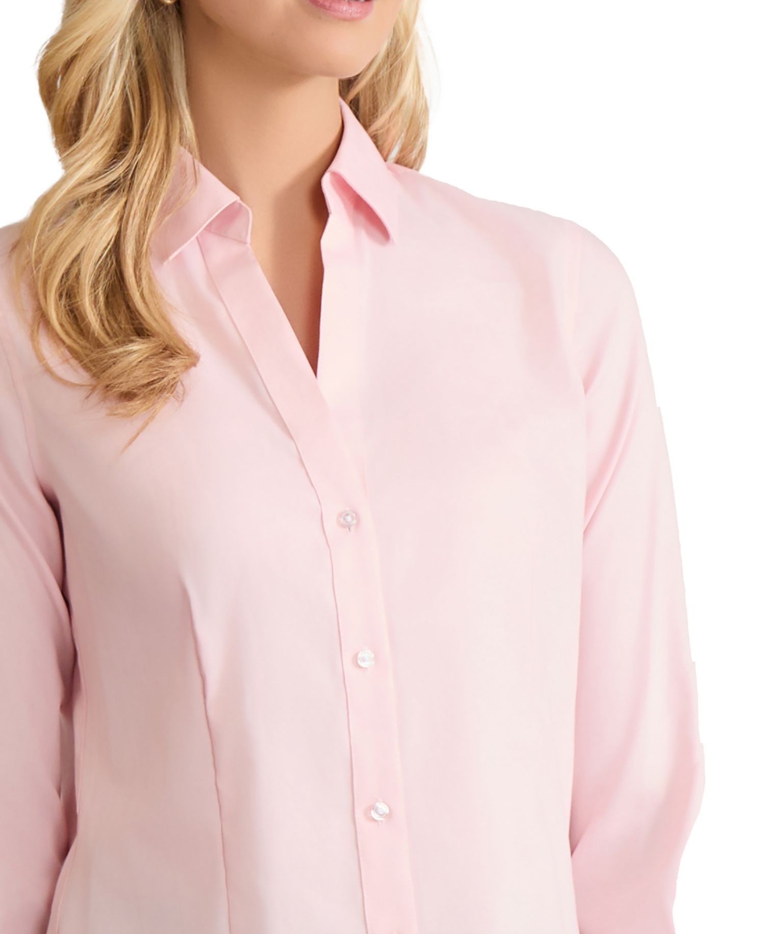 Petite Easy Care Button Up Long Sleeve Blouse
