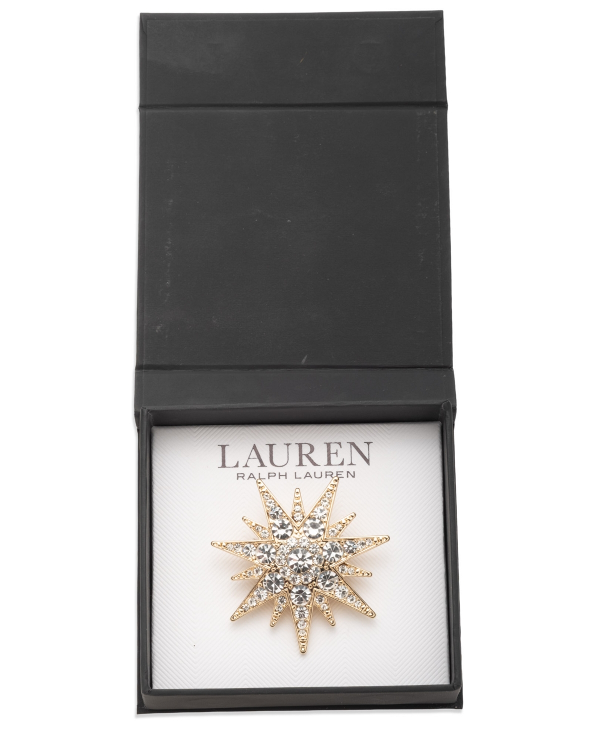 Ralph Lauren Gold-tone Crystal Starburst Pin In Gold