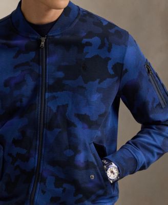 Men's Camo Double-Knit Long-Sleeve Bomber Jacket