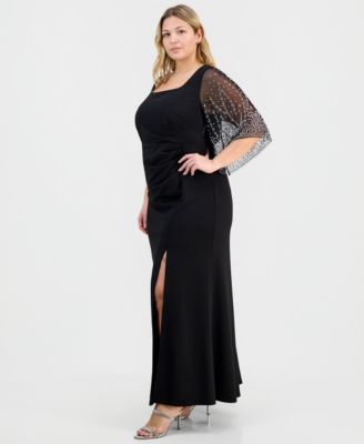 Plus Size Chiffon-Sleeve Gown