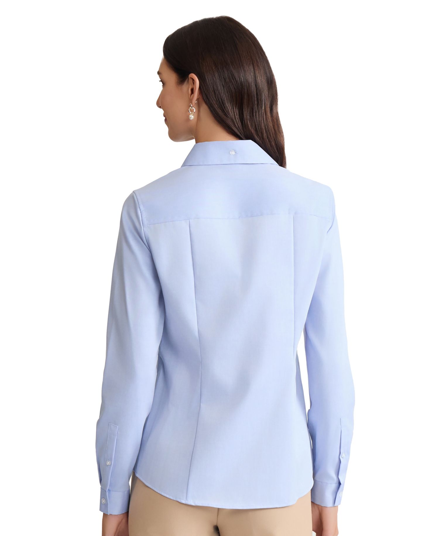 Petite Easy Care Button Up Long Sleeve Blouse