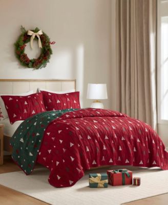 Winter Holiday Reversible 3-Pc. Coverlet Set, Queen