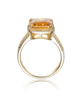Yellow Cubic Zirconia 14K Gold Plated Sterling Silver Ring