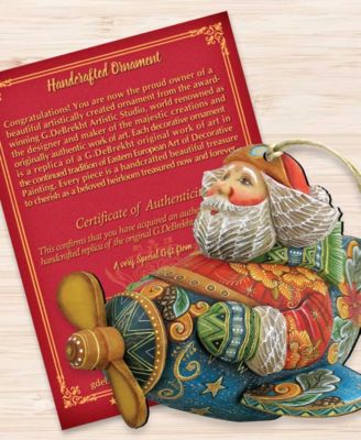 Aviator Santa Wooden Christmas Ornament