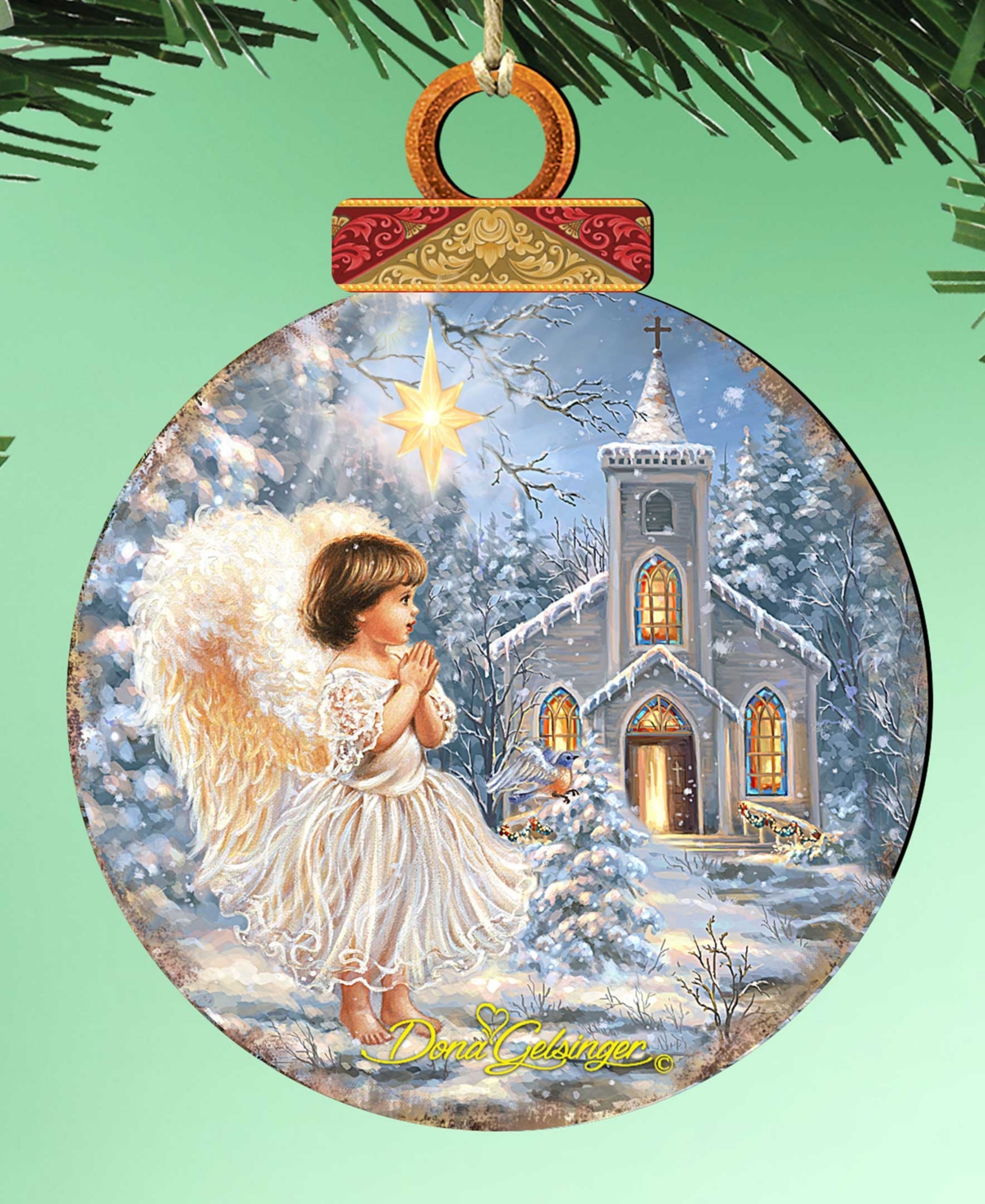 Designocracy Angel At The Chapel Christmas Ornament In Multi