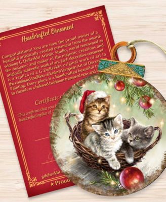 Christmas Kittens Wood Holiday Ornament