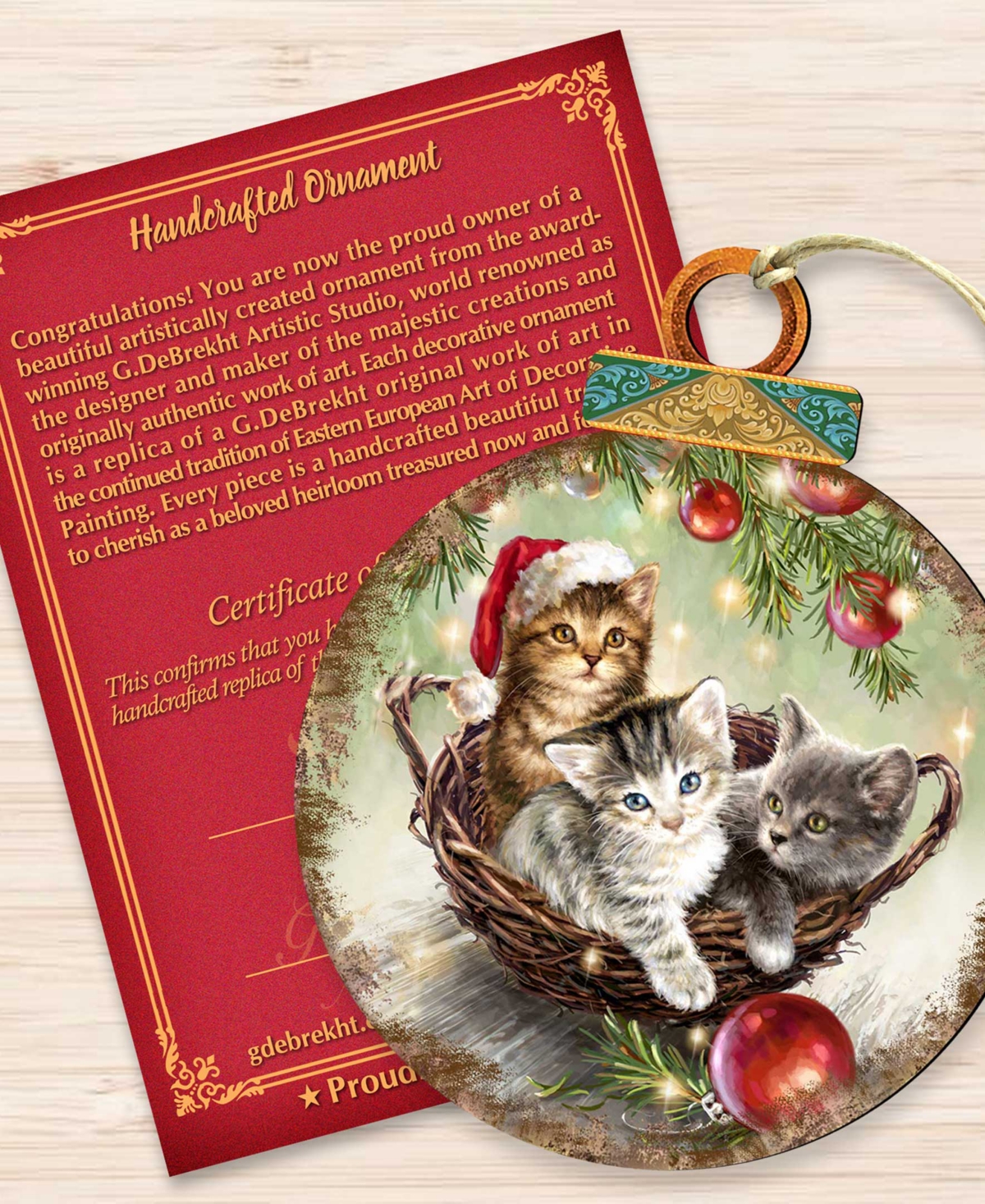Designocracy Christmas Kittens Wood Holiday Ornament