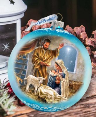 A Child Is Born Nativity LE Glass Ornament