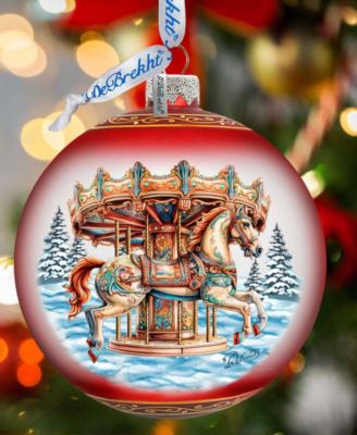 G. Debrekht Winter Wonderland Carousel Christmas Glass Ornament