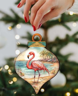 Flamingo Charm Christmas Wood Ornament