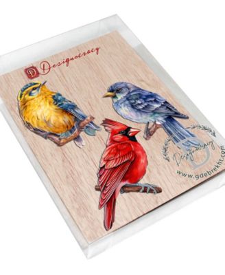 Winter Birds Wooden Clip-on Ornaments, Set 3