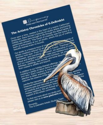 Pelicans Christmas Wooden Ornaments, Set of 3