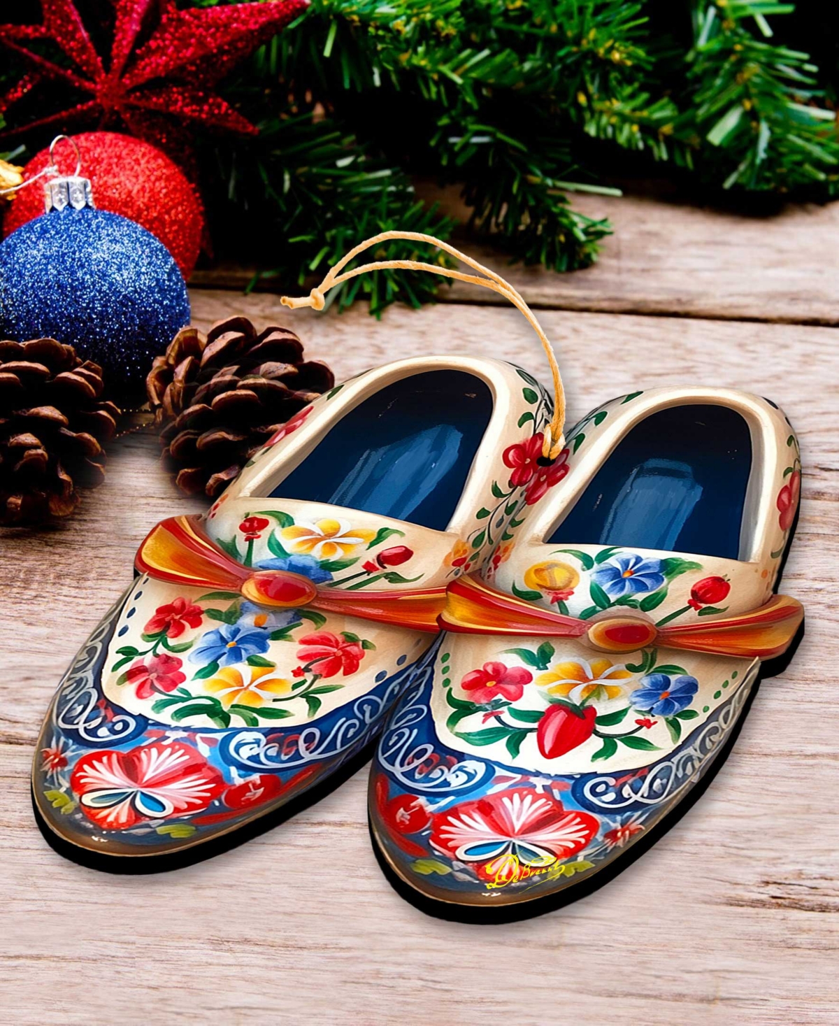 Designocracy Danish Shoes Christmas Wooden Ornament In Multi
