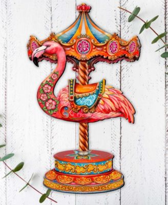 Pink Flamingo Carousel Holiday Door D&eacute;cor