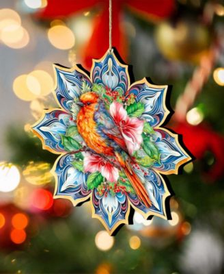 Forest Bird Snowflake Wooden Ornament