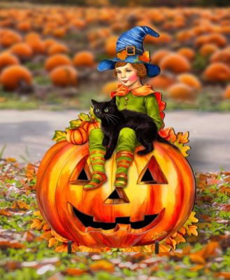 Boy on Pumpkin Outdoor D&eacute;cor