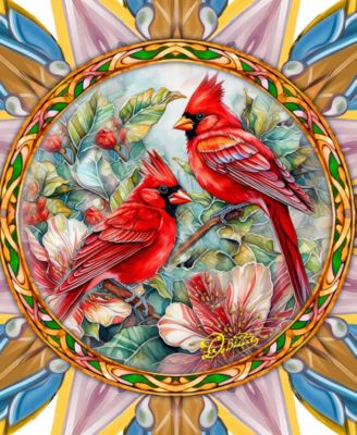 Christmas Cardinals Wooden Tree Topper