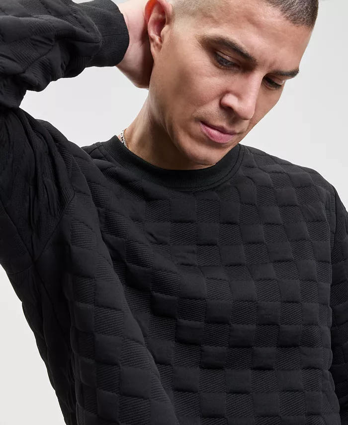 Men's Cube Textured Crewneck Sweatshirt - thumbnail 2