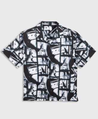 Men's Relaxed Fit Short Sleeve Abstract Print Button-Front Camp Shirt, Macy's Exclusive