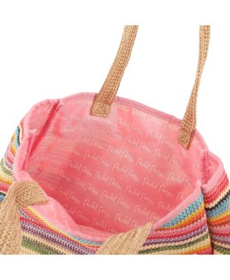 Smiley Face Woven Rainbow Tote | Beach Bag | Work Bag