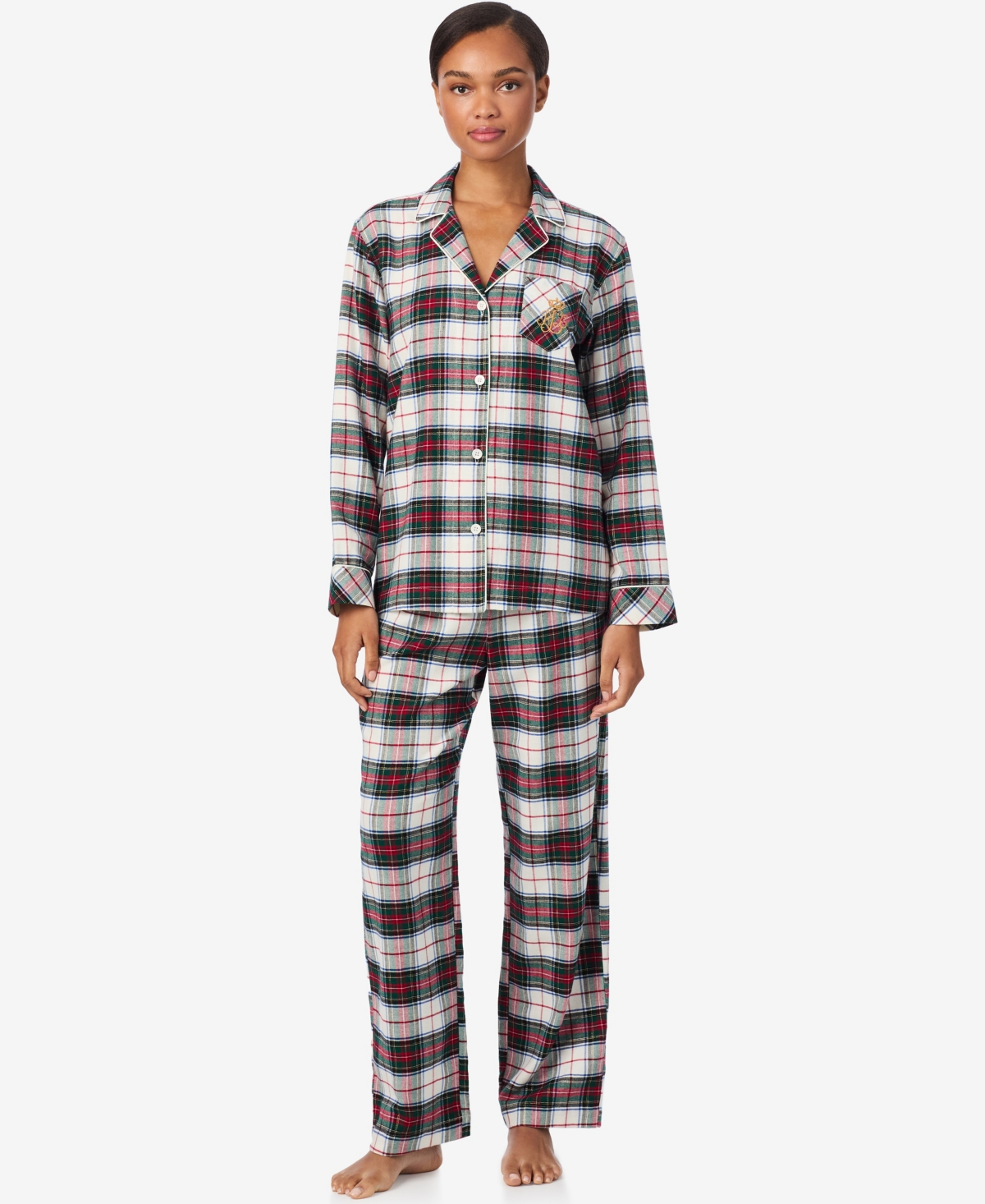 Ralph Lauren Women's Notch Collar And Long Pant Pajama Set