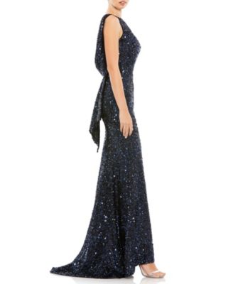 Women's Ieena Sequined Sleeveless Draped Cowl Back Gown
