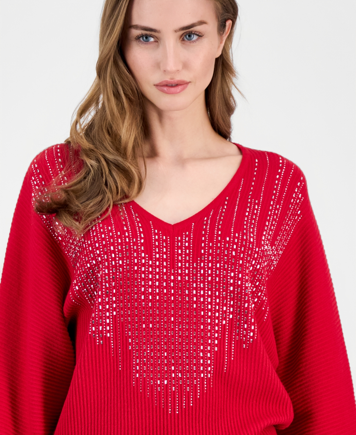 T Tahari Women's Embellished Dolman-sleeve Sweater In Red