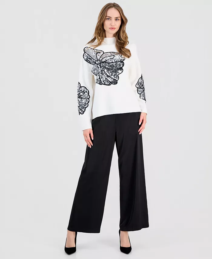 Women's Sequin Soutache Funnel-Neck Sweater - thumbnail 4